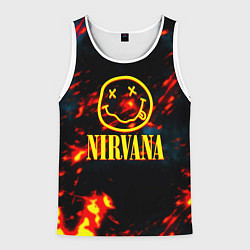 Майка-безрукавка мужская Nirvana rock огненное лого лава, цвет: 3D-белый
