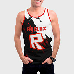 Майка-безрукавка мужская Roblox logo краски мобайл гейм, цвет: 3D-красный — фото 2