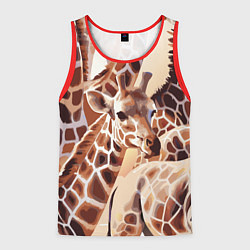 Майка-безрукавка мужская Жирафы - африканский паттерн, цвет: 3D-красный