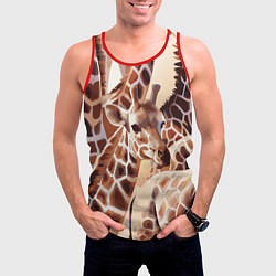 Майка-безрукавка мужская Жирафы - африканский паттерн, цвет: 3D-красный — фото 2