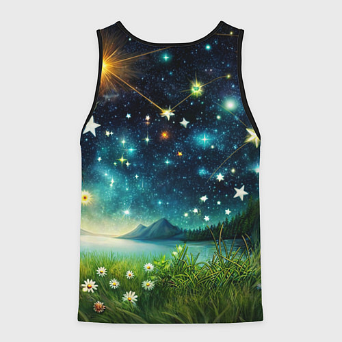 Мужская майка без рукавов Капибара прогулки в полнолуние / 3D-Черный – фото 2