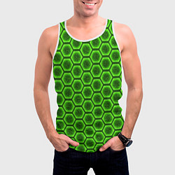Майка-безрукавка мужская Энергетический щит - зеленый, цвет: 3D-белый — фото 2