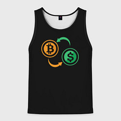 Майка-безрукавка мужская Криптовалюта биткоин и доллар, цвет: 3D-черный