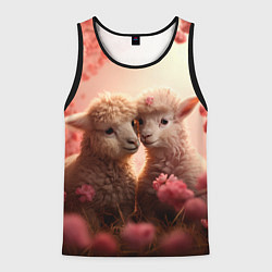 Майка-безрукавка мужская Влюбленные ламы, цвет: 3D-черный
