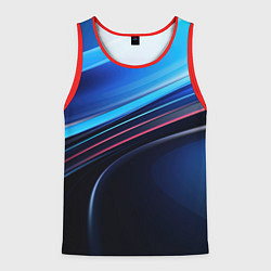 Майка-безрукавка мужская Синяя и черная абстракция геометрическая, цвет: 3D-красный