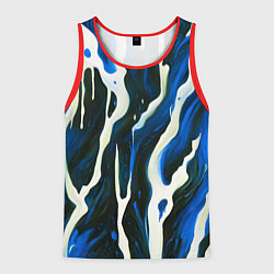 Мужская майка без рукавов Текучая краска белая и синяя