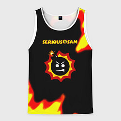 Мужская майка без рукавов Serious Sam лого краски с огнём