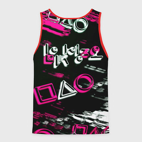 Мужская майка без рукавов Игра в кальмара геометрия / 3D-Красный – фото 2