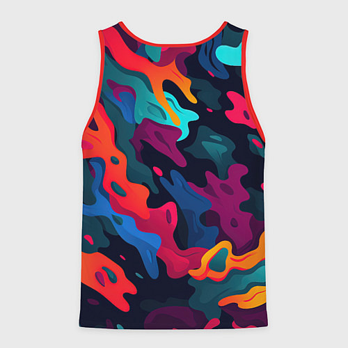Мужская майка без рукавов Gta лого камуфляж кислотные кляксы / 3D-Красный – фото 2