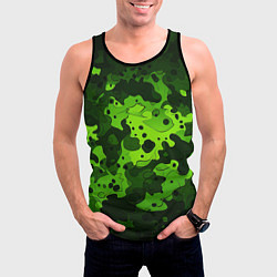 Майка-безрукавка мужская Яркий неоновый зеленый камуфляж, цвет: 3D-черный — фото 2