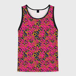 Майка-безрукавка мужская Взаимосвязанные листочки, розового жёлтого и синег, цвет: 3D-черный