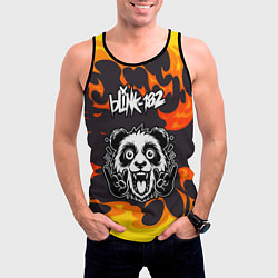 Майка-безрукавка мужская Blink 182 рок панда и огонь, цвет: 3D-черный — фото 2