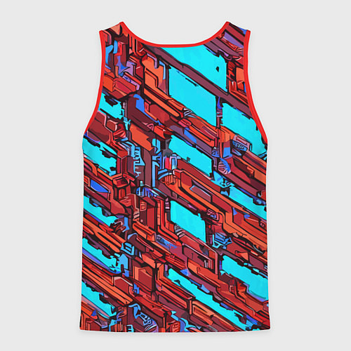 Мужская майка без рукавов Красные фрагменты на голубом фоне / 3D-Красный – фото 2