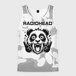 Мужская майка без рукавов Radiohead рок панда на светлом фоне
