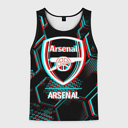 Мужская майка без рукавов Arsenal FC в стиле glitch на темном фоне