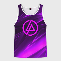 Майка-безрукавка мужская Linkin park neon stripes logo, цвет: 3D-белый