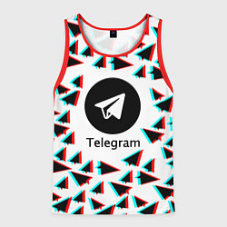 Майка-безрукавка мужская Telegram logo pattern steel, цвет: 3D-красный