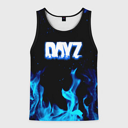 Майка-безрукавка мужская Dayz синий огонь лого, цвет: 3D-черный