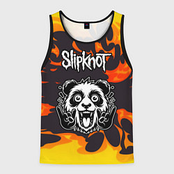 Мужская майка без рукавов Slipknot рок панда и огонь