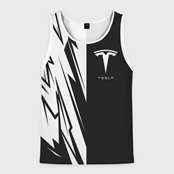 Майка-безрукавка мужская Tesla - carbon texture, цвет: 3D-белый