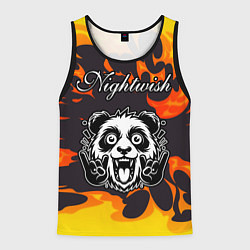 Мужская майка без рукавов Nightwish рок панда и огонь