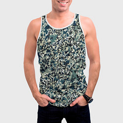Майка-безрукавка мужская Бирюзовый хаки абстрактный пааттерн, цвет: 3D-белый — фото 2