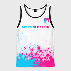 Майка-безрукавка мужская Atletico Madrid neon gradient style посередине, цвет: 3D-черный