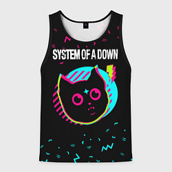 Майка-безрукавка мужская System of a Down - rock star cat, цвет: 3D-черный