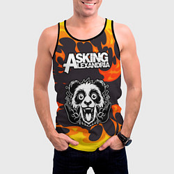Майка-безрукавка мужская Asking Alexandria рок панда и огонь, цвет: 3D-черный — фото 2