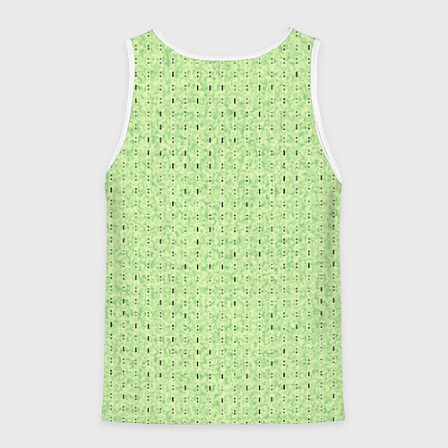 Мужская майка без рукавов Салатовый паттерн в мелкую полосочку / 3D-Белый – фото 2