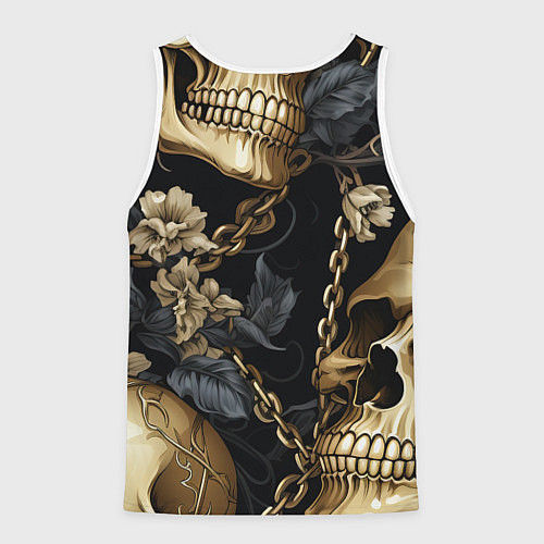 Мужская майка без рукавов Золотые черепа с цепями / 3D-Белый – фото 2