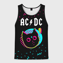 Майка-безрукавка мужская AC DC - rock star cat, цвет: 3D-черный
