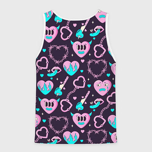 Мужская майка без рукавов Узор сердец и колючих проволок / 3D-Белый – фото 2