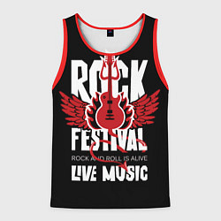 Майка-безрукавка мужская Rock festival - live music, цвет: 3D-красный