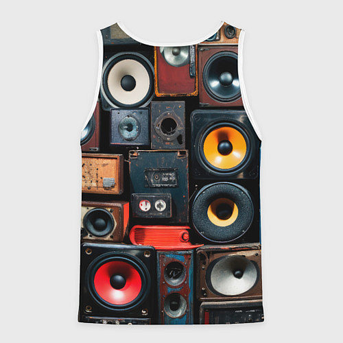 Мужская майка без рукавов Audio speaker / 3D-Белый – фото 2