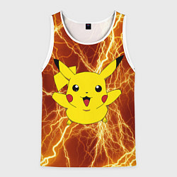 Майка-безрукавка мужская Pikachu yellow lightning, цвет: 3D-белый