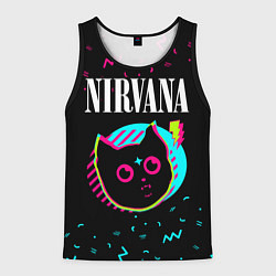 Майка-безрукавка мужская Nirvana - rock star cat, цвет: 3D-черный