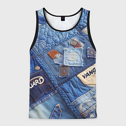 Мужская майка без рукавов Vanguard jeans patchwork - ai art