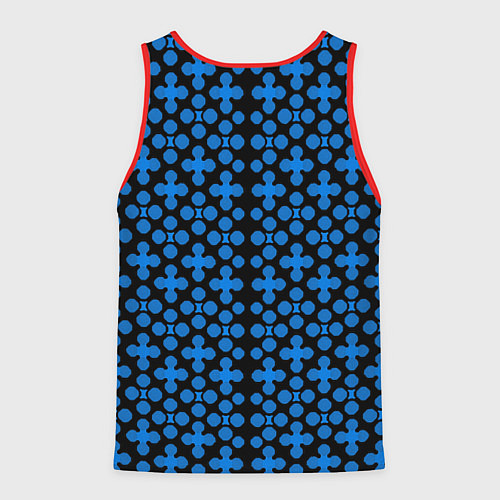 Мужская майка без рукавов Синие четырёхлистники на чёрном фоне / 3D-Красный – фото 2