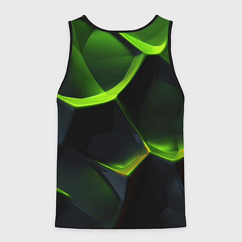 Мужская майка без рукавов Green neon abstract geometry / 3D-Черный – фото 2