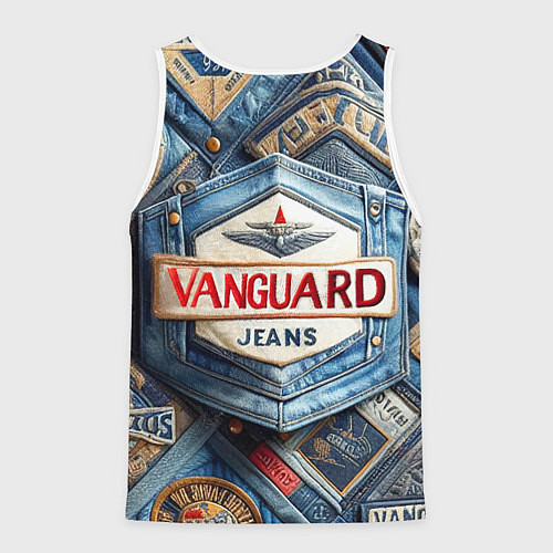 Мужская майка без рукавов Vanguard denim patchwork - ai art / 3D-Белый – фото 2