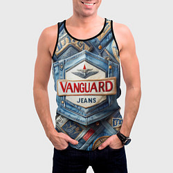 Майка-безрукавка мужская Vanguard denim patchwork - ai art, цвет: 3D-черный — фото 2