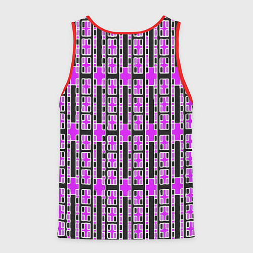 Мужская майка без рукавов Розовые и чёрные кирпичики на чёрном фоне / 3D-Красный – фото 2