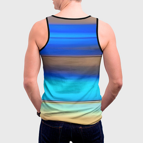Мужская майка без рукавов Голубые и коричневые полосы / 3D-Черный – фото 4