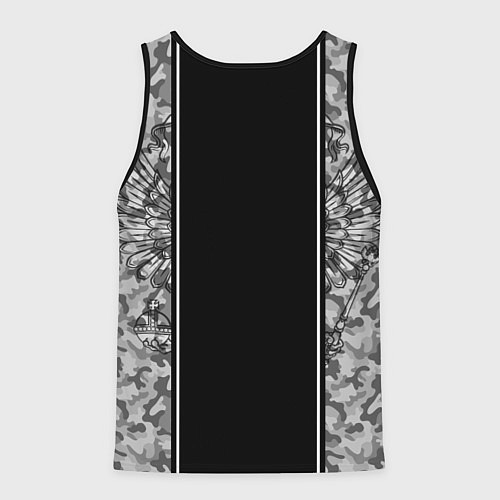 Мужская майка без рукавов Великая отечественная- черно-белый камуфляж / 3D-Черный – фото 2