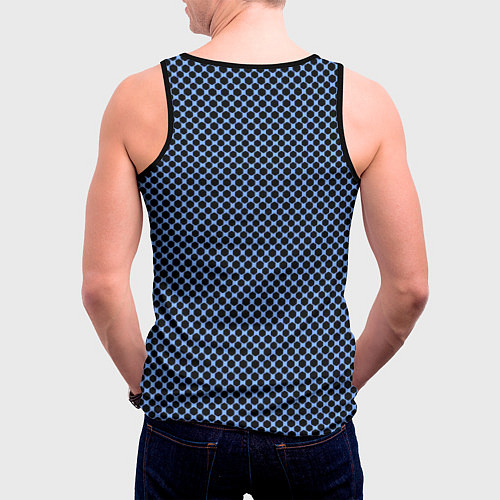 Мужская майка без рукавов Паттерн чёрно-голубой мелкие шестигранники / 3D-Черный – фото 4