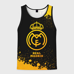 Майка-безрукавка мужская Real Madrid - gold gradient, цвет: 3D-черный