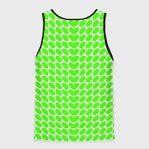 Мужская майка без рукавов Зелёные лепестки шестиугольники / 3D-Черный – фото 2