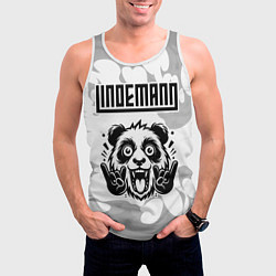 Майка-безрукавка мужская Lindemann рок панда на светлом фоне, цвет: 3D-белый — фото 2