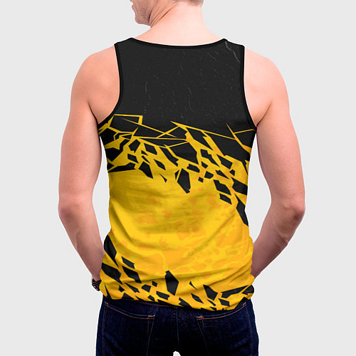 Мужская майка без рукавов KTM - оранжевые разломы / 3D-Черный – фото 4